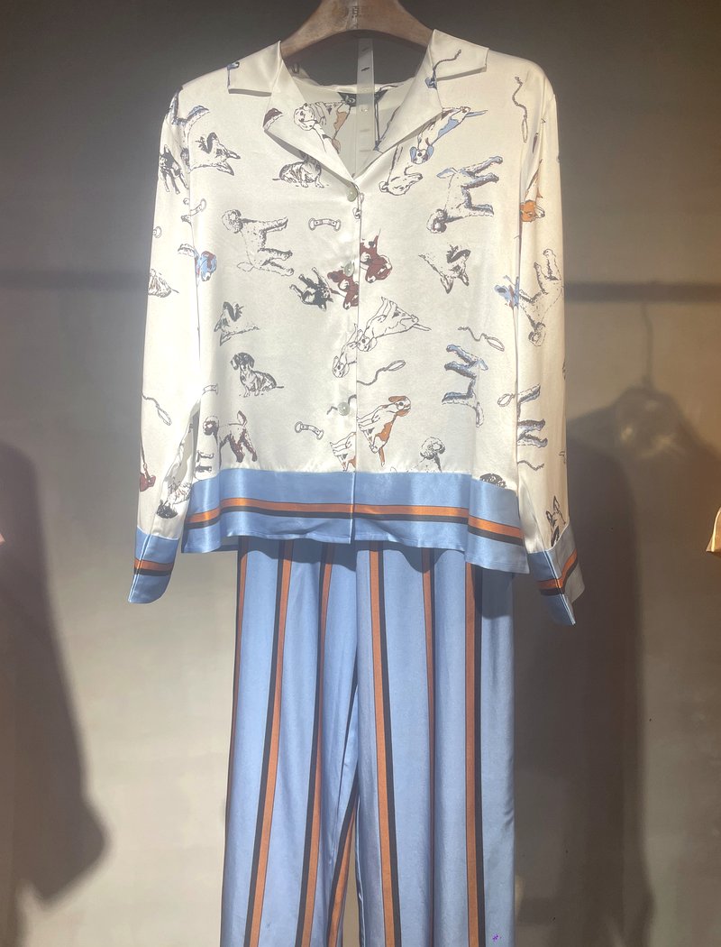 Playful Dogs Silk Pajama Set