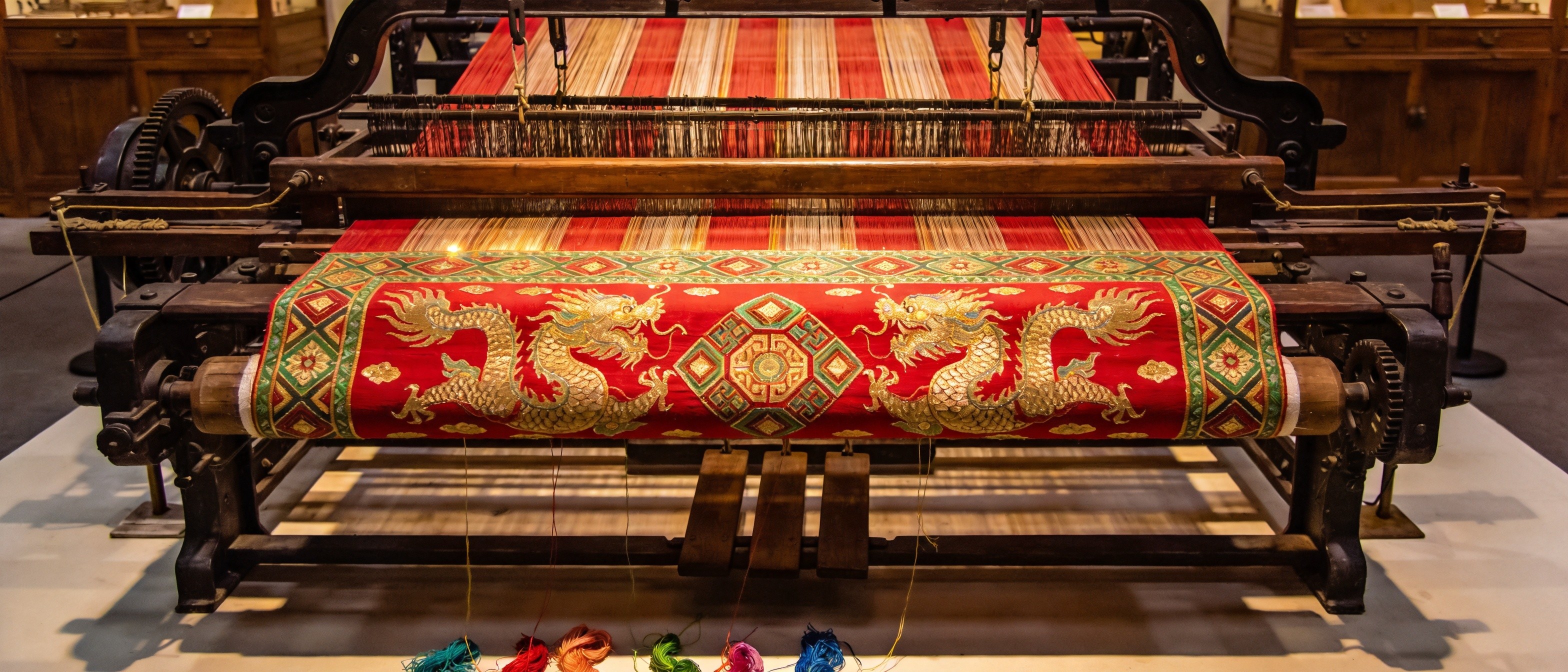 Shu brocade on traditional loom